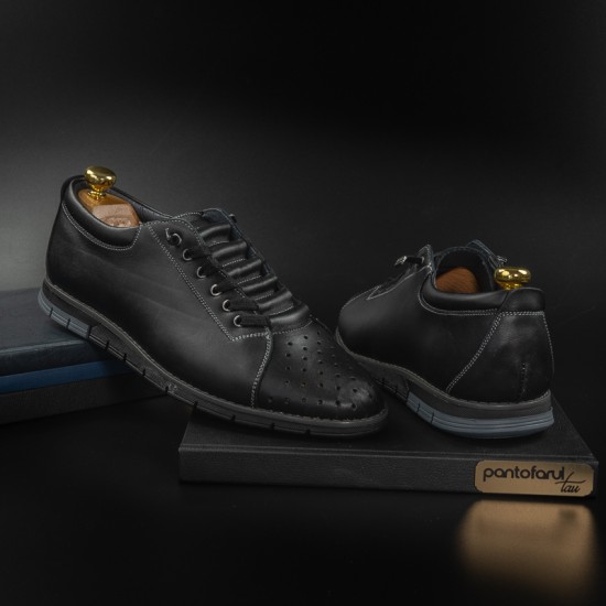*Pantofi din piele naturala cu SIRET ELASTIC PERF NEGRU COD 008 - Pantofi - oferit de unuplusunugratis.ro